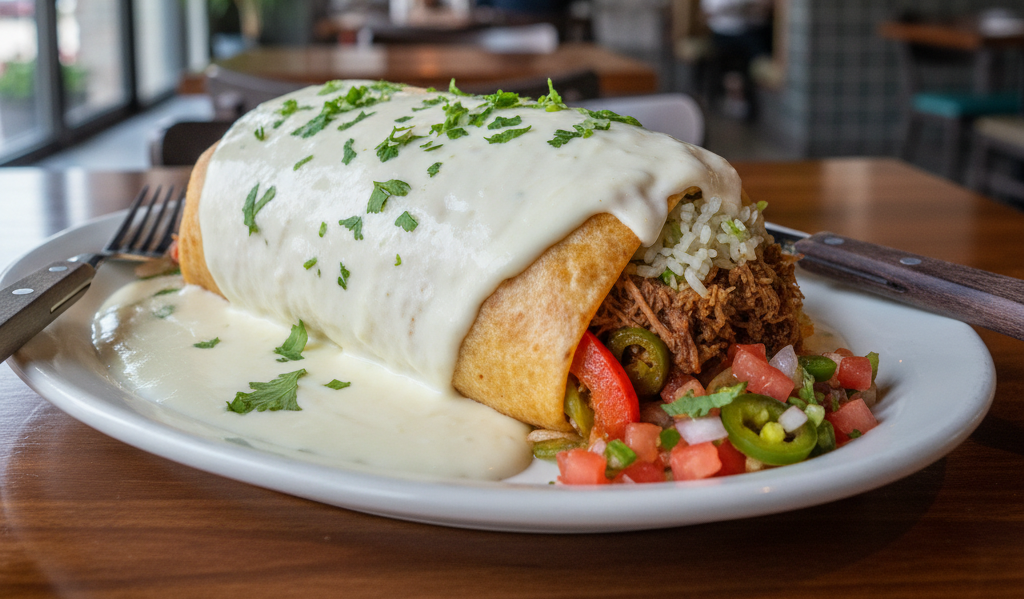 Burrito with queso fresco
